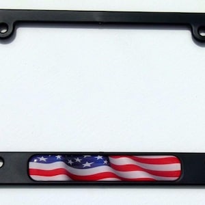 USA Amerikanische Flagge Schwarz Kunststoff Auto Nummernschild Rahmen Gewölbter Aufkleber