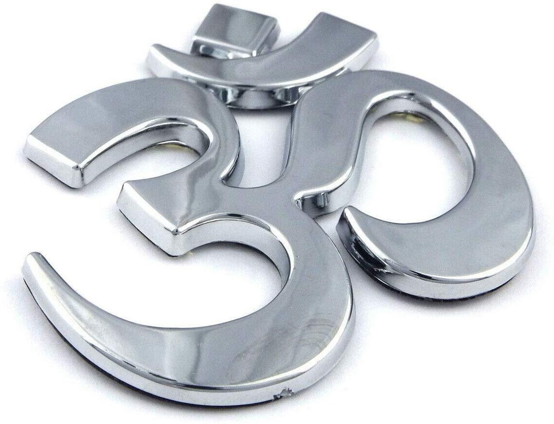 ABS Plastic Car Decor 3D Chrome Om Symbol Car Emblem - Yoga Aum Decal For Auto & Bike Turquoise Polymer Clay