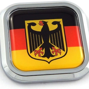 Deutscher Adler Flagge Quadrat Chromrand Emblem Auto 3D Aufkleber Abzeichen Autoaufkleber 5,1 cm