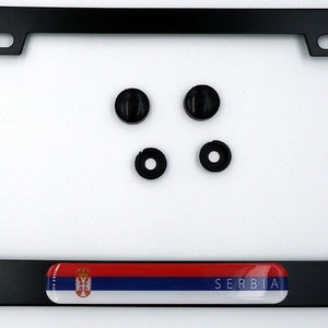 Serbia flag metal black aluminium car license plate frame holder