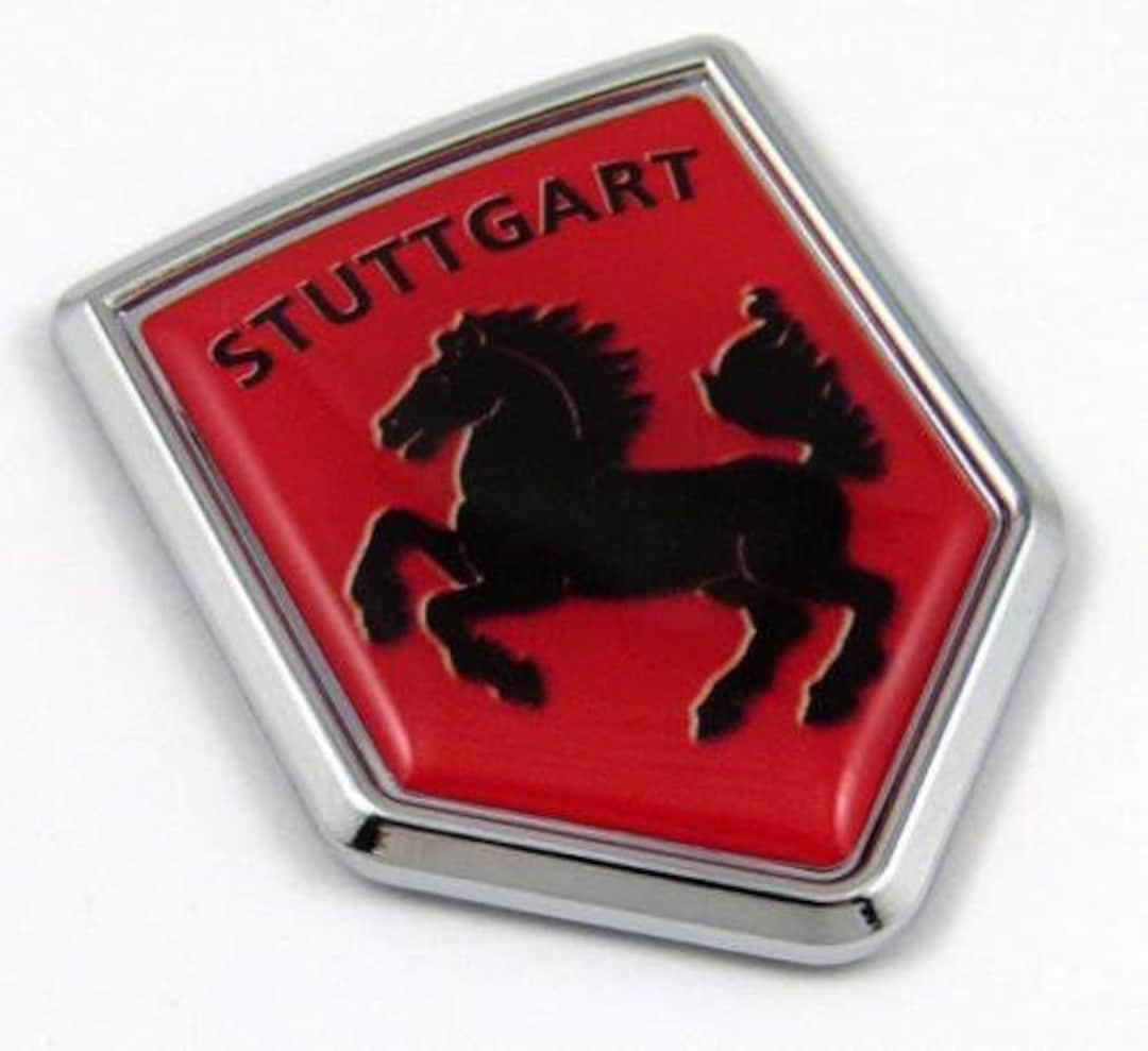 Stuttgart Horse on Red Flag Car Chrome Emblem German 3d Decal - Etsy