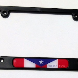Puerto Rican Princess Flag License Plate Frame – Black, Puerto Rico Car Tag Holder
