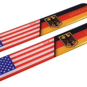 USA Deutschland Flagge gewölbt Abziehbild Emblem Resin Autoaufkleber 12,5 x 2,1 cm, 2 Stück