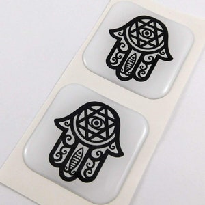 Hamsa Square Domed Aufkleber Auto Fahrrad Gel-Aufkleber 1,5 &quot;2 Stück