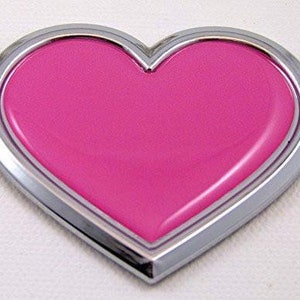 Car chrome decals cbhtr-pink chrome with pink heart chrome emblem car decal 3d sticker badge bumper love pink