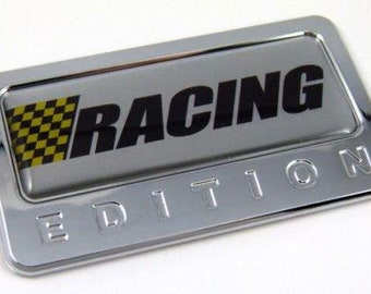 Racing edition chrome emblem with domed decal car bike auto race badge 3d