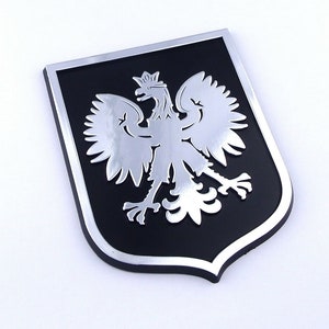 Poland polska eagle black chrome plastic car emblem decal sticker crest pbc