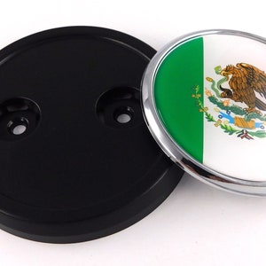 Mexico Mexican flag Car Truck Black Round Grill Badge 3.5&quot; grille chrome emblem