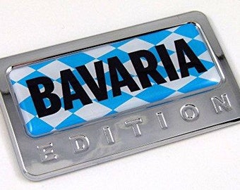 Bavaria german edition chrome emblem with domed decal car auto badge 3d