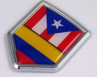 Puerto rico colombia flag car chrome colombian emblem 3d decal sticker badge