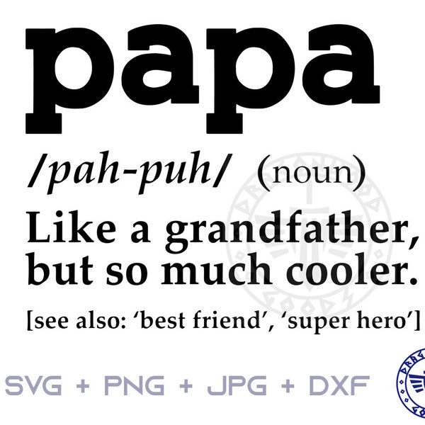 Papa Definition SVG PNG JPG - Digital Cricut Game Sign, Clipart, Dad svg, Shirt Pattern, Digital Download, Dictionary, Define, Grandpa