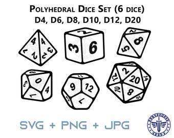Dadi poliedrici SVG - D4, D6, D8, D10, D12, D20 - D&D e Pathfinder RPG - Digital Cricut