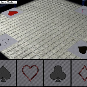 Segnalini giocatore seme di carta - PlayTiles compatibili con StageTop - Segnalini squadra - Piastrelle stampabili 3D - TableTop - Heart Spade Clubs - Solo digitale