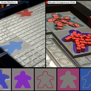 Meeple Player Markers y Component Tray - StageTop Compatible PlayTiles - Team Markers - 3D Printable Tiles - Meeples Dish - Digital Only