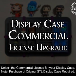 Puede incluir: Una imagen en blanco y negro de una vitrina con el texto "DISPLAY CASE COMMERCIAL LICENSE UPGRADE" en ella. La imagen también incluye un logotipo con una espada y el texto "DRAGONHOOD" alrededor.