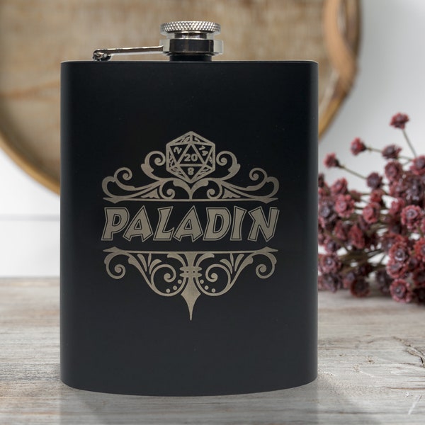 Paladin Flask, 8oz Stainless Steel, Hip Flask, Funnel Included, Paladin, Knight, Holy, Crusader, Whiskey, Vodka, Swishbrew, Rum, Gin, Brandy