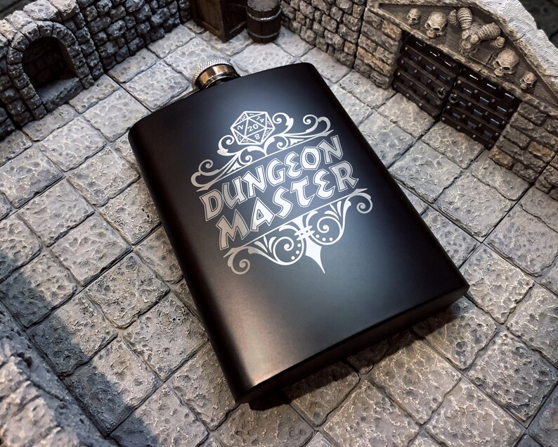 Dungeon Master Flask, 8oz Stainless Steel, Hip Flask, Funnel Included, Dungeon Master, DM, Rum, Whiskey, Vodka, Swishbrew, Rum, Gin, Brandy image 2