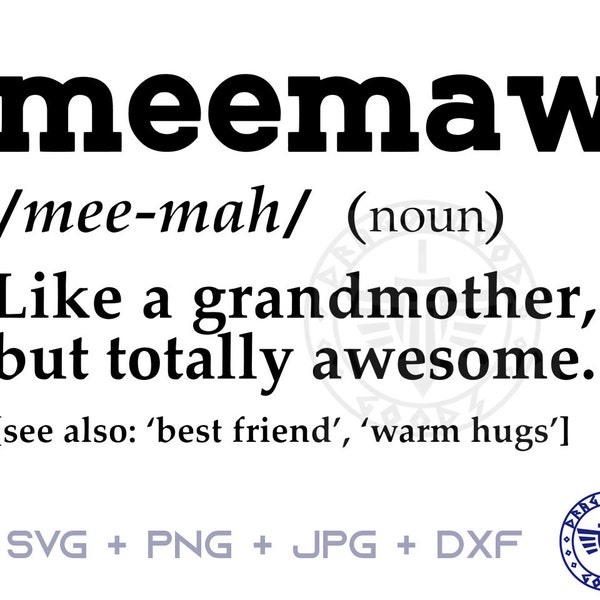 Meemaw Definition Svg Etsy Canada