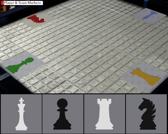 Chess Player Markers - StageTop Compatible PlayTiles - Team Markers - 3D Printable Tiles - TableTop - Pawn, Rook, Knight, King -Digital Only