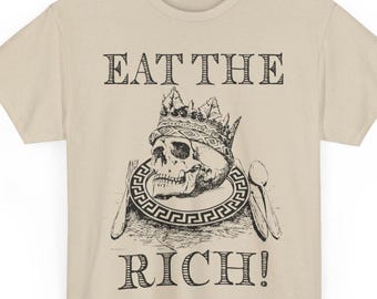 Camiseta con estampado de calavera y corona "Eat The Rich" / Camiseta gráfica punk política