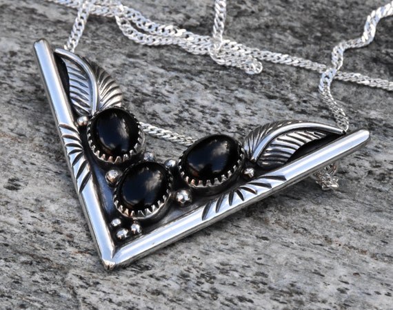 Vintage Art Deco Sterling Silver and 3 Black Onyx