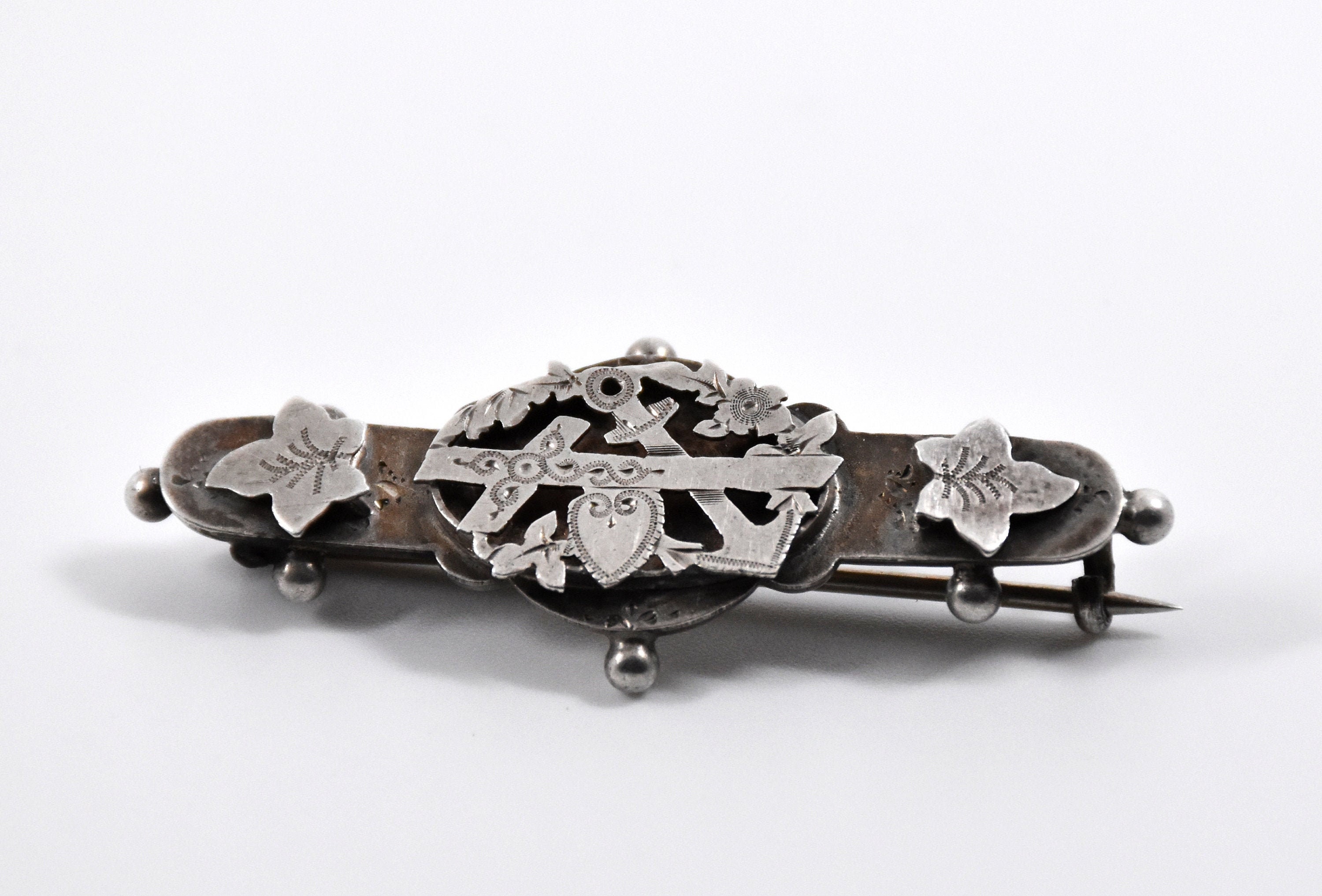 victorian silver sweetheart brooches