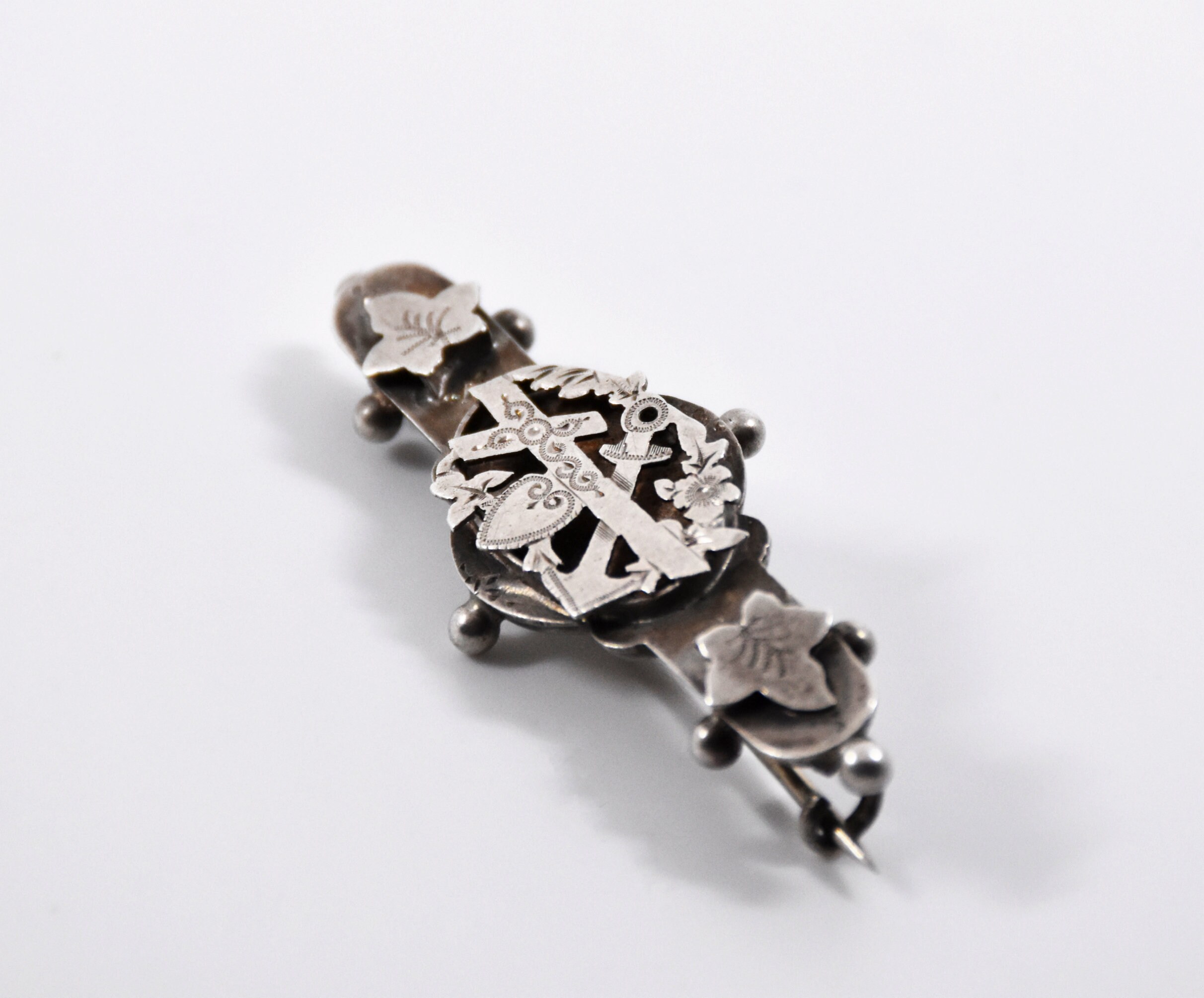 victorian silver sweetheart brooches