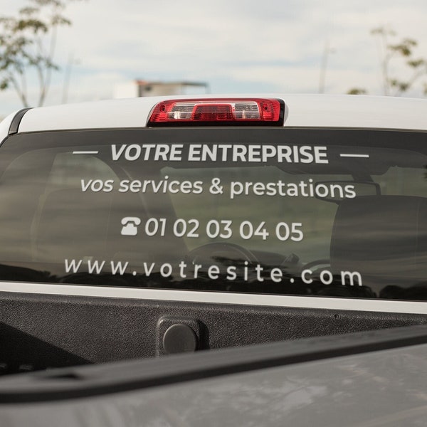 Sticker publicitaire entreprise pour véhicule, marquage voiture, lettrage adhésif personnalisé, lettrage voiture, autocollant publicitaire