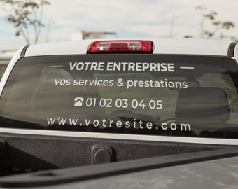 Sticker publicitaire entreprise pour véhicule, marquage voiture, lettrage adhésif personnalisé, lettrage voiture, autocollant publicitaire