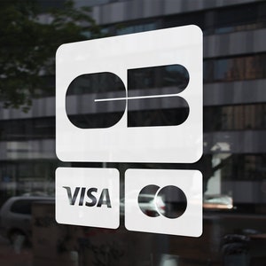 Sticker cartes bancaires, sticker carte bleue, sticker visa, sticker MasterCard, vitrophanie cartes bancaires, vitrophanie visa, vitrophanie