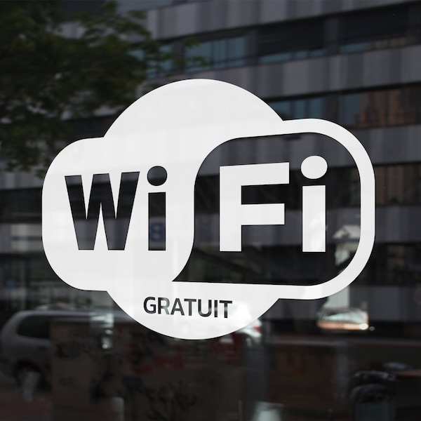 Sticker wifi gratuit pour commerce, restaurant, vitrophanie boutique, vitrine, magasin