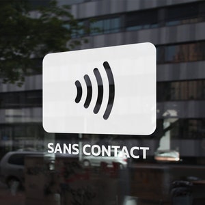 Sticker paiement sans contact commerce, sticker carte bancaire sans contact, vitrophanie paiement sans contact, vitrophanie carte bancaire