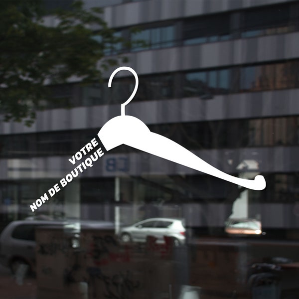 Sticker logo pour commerce de mode, sticker cintre design pour magasin de vêtements ou prêt-à-porter
