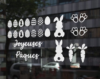 Kit décoration vitrine pour la fête de Pâques - Pack de 21 stickers