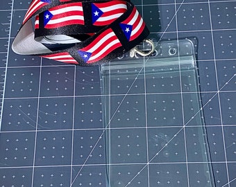 ID Lanyard/ID Holder Lanyard/Puerto Rico ID Holder/Fabric Lanyard/Badge Holder/Lanyard