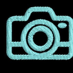 May include: A light blue camera icon with a textured design.