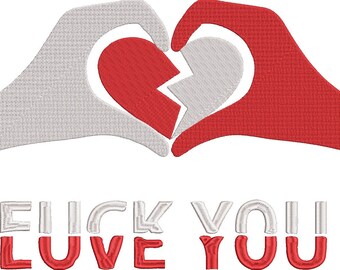 Love and Hate Embroidery Design / Love and Hate Digital Design / Love and Hate Patch / Love and Hate Embroidery Patch / Love and Hate