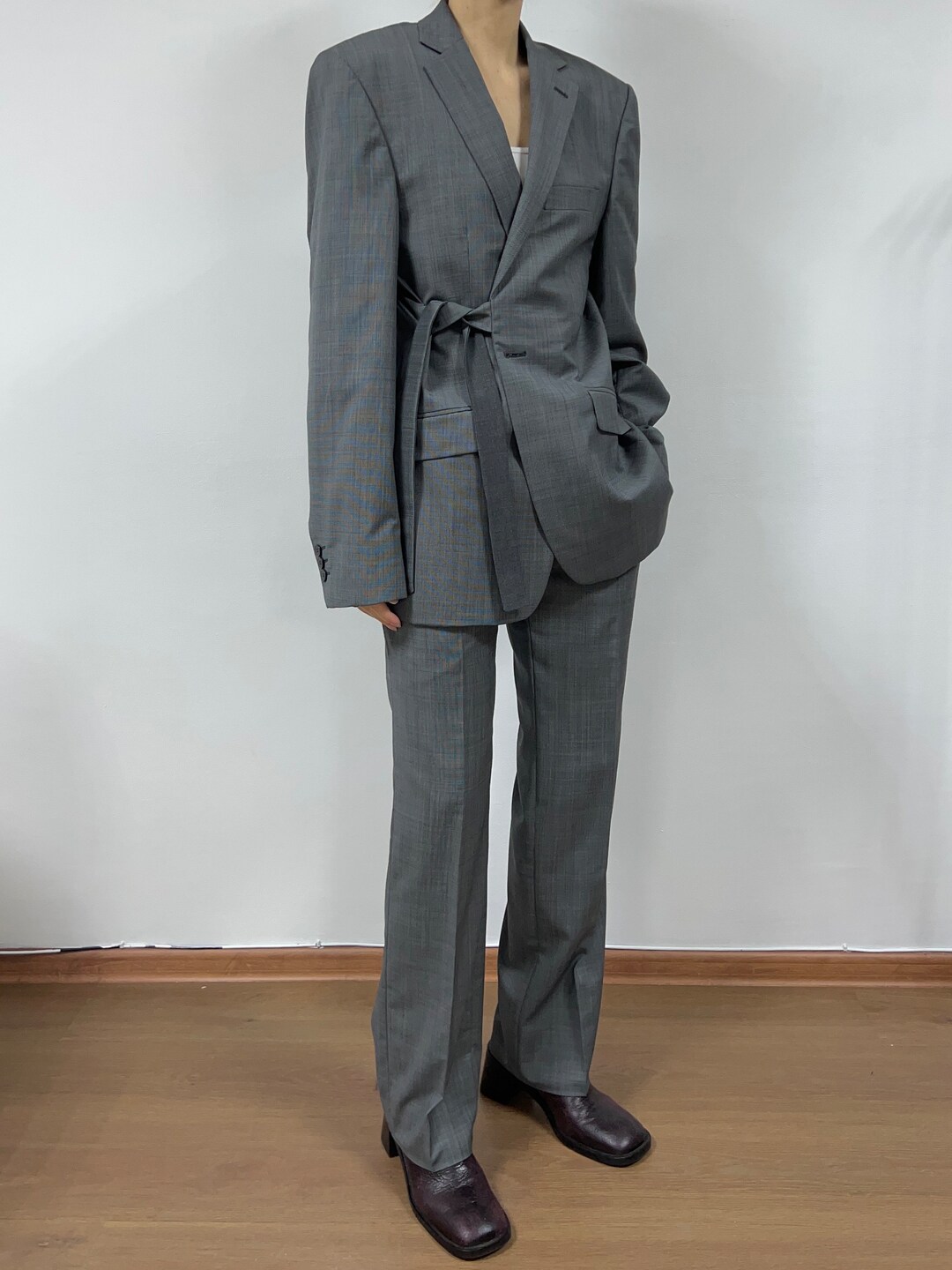 Reworked Women Classic Office Suit, Upcycled Two Piece Trousers Set ...