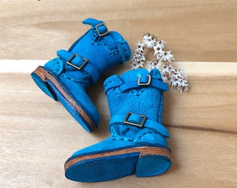 leather doll shoe for blythe Pullip doll outfit boots D2002-BLU-30