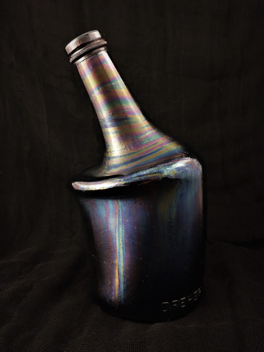 Dreher Carnival Glass Rare Misshapen Bottle Etsy