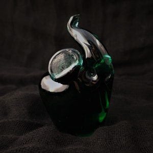 Green Glass Elephant Paperweight