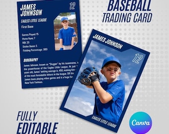 Baseball Trading Card - Canva Template Editable Player Trading Cards Instant Download Sports Gifts Team Cards Baseball Printable Player Gift