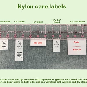 150 Nylon Custom Labels For Handmade Items, PRECUT FOLDED, Style by TagsAreUs, Free Shipping, Made in USA Personalized,Clothing Garment Tags