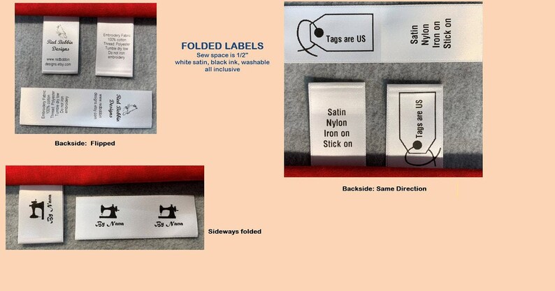 Style by TagsAreUs 1000 Satin Custom Labels For Handmade Items PRECUT FOLDED Made in USA Personalized,Clothing Garment Tags Free Shipping