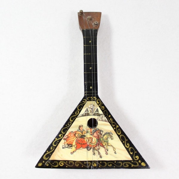 Vintage Children's Toy Balalaika 3 String Mini Russian Musical Instrument Decor