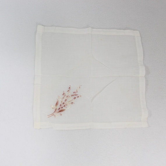 Vintage Embroidered Handkerchief White Dainty Bro… - image 2