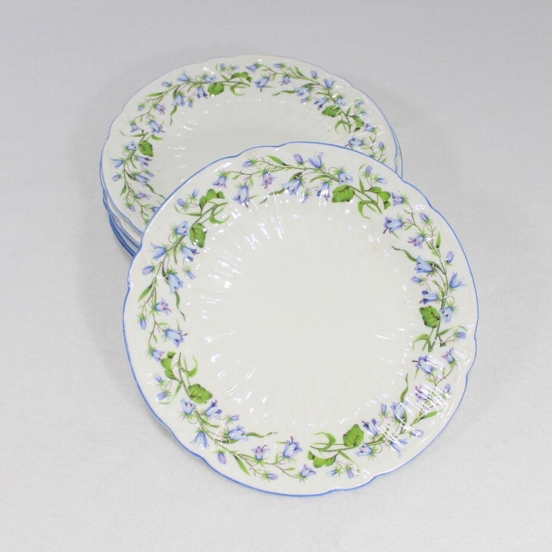 Shelley England Harebell Oleander Set of 6 Salad Plates 8 Fine Bone