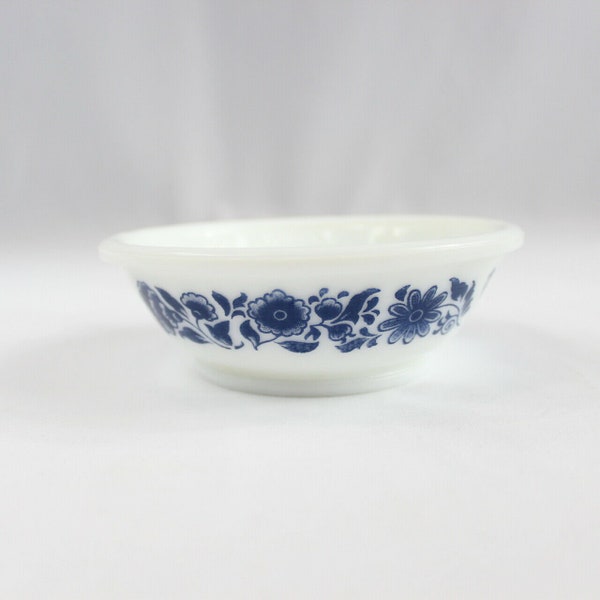 Vintage Avon White & Blue Milk Glass Bowl Floral 1970s Small Dish 5" Wide