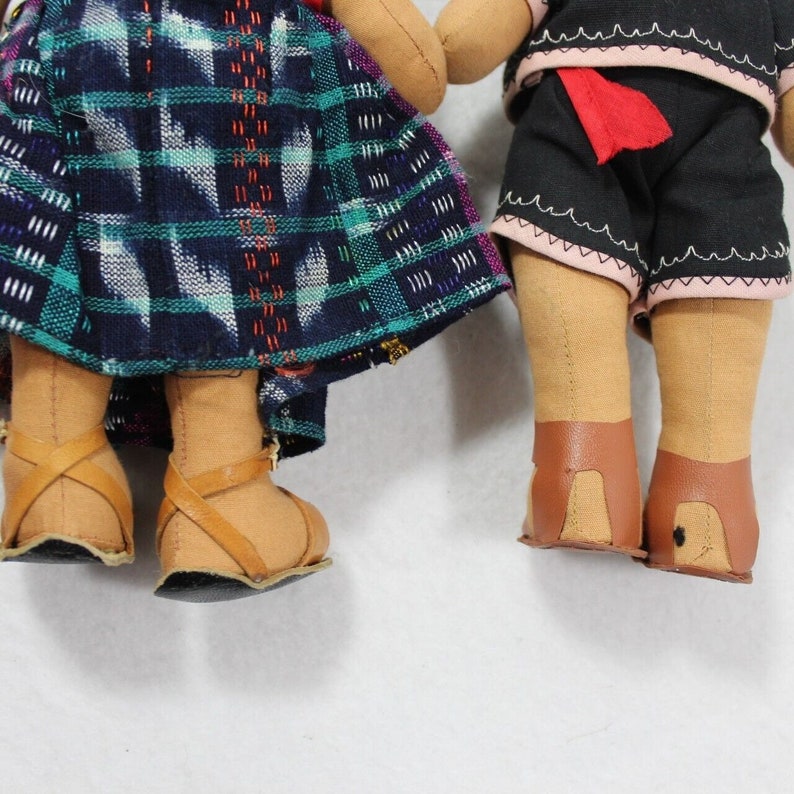 Vintage Set of 2 Cloth Fabric Folk Art Dolls 10" Boy Girl Handmade ...