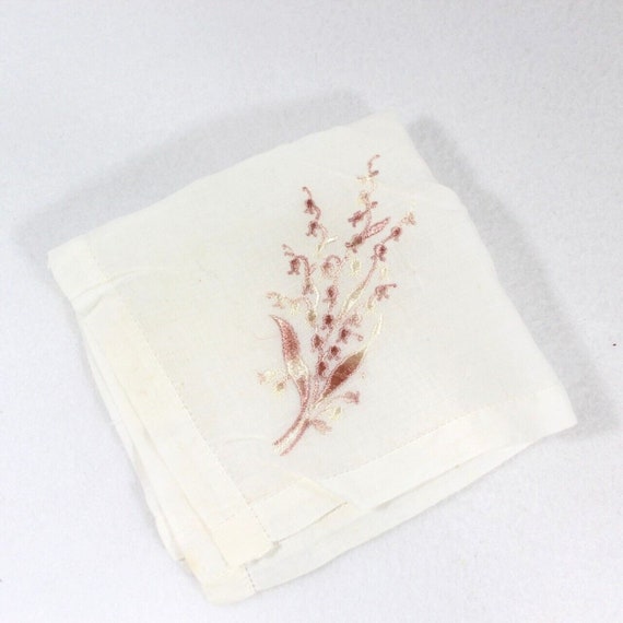 Vintage Embroidered Handkerchief White Dainty Bro… - image 1